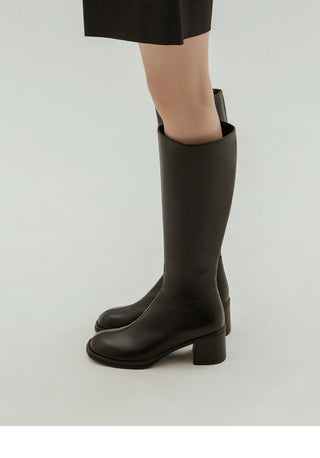 Lensiz Round-toe Mid-heel Long Boots 6cm