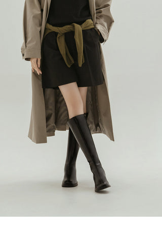 Lensiz Round-toe Mid-heel Long Boots 6cm