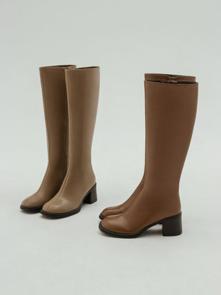Lensiz Round-toe Mid-heel Long Boots 6cm