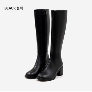 Lensiz Round-toe Mid-heel Long Boots 6cm