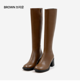 Lensiz Round-toe Mid-heel Long Boots 6cm