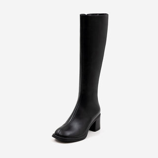 Lensiz Round-toe Mid-heel Long Boots 6cm