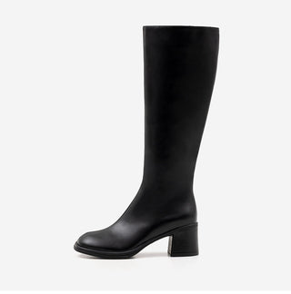 Lensiz Round-toe Mid-heel Long Boots 6cm