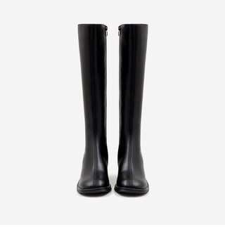 Lensiz Round-toe Mid-heel Long Boots 6cm