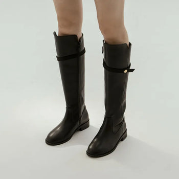 Linda Pointed Flats Long Boots 3cm