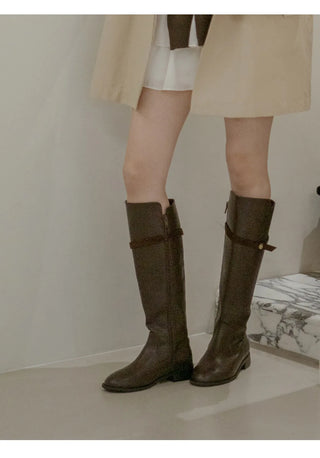 Linda Pointed Flats Long Boots 3cm