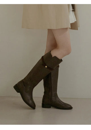 Linda Pointed Flats Long Boots 3cm