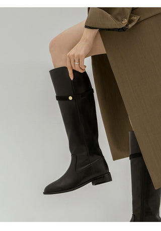 Linda Pointed Flats Long Boots 3cm
