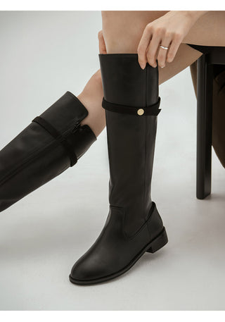 Linda Pointed Flats Long Boots 3cm