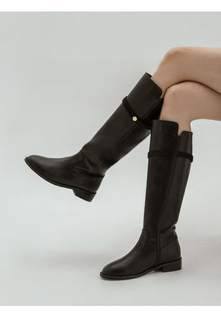 Linda Pointed Flats Long Boots 3cm