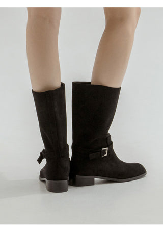 Krit Suede Flats Mid-calf Boots 3cm
