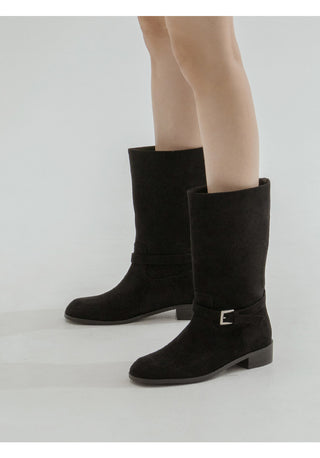 Krit Suede Flats Mid-calf Boots 3cm