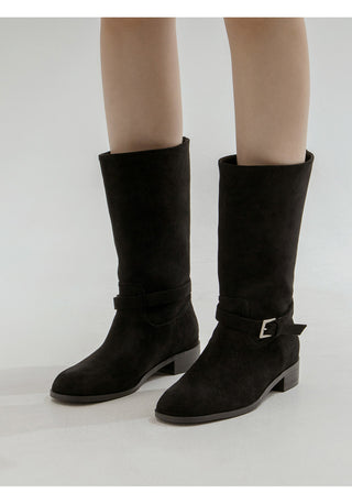 Krit Suede Flats Mid-calf Boots 3cm