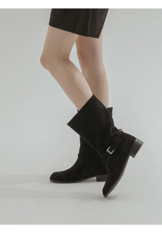 Krit Suede Flats Mid-calf Boots 3cm