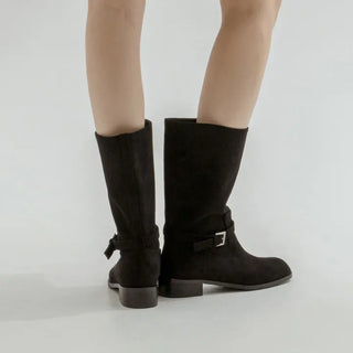 Krit Suede Flats Mid-calf Boots 3cm