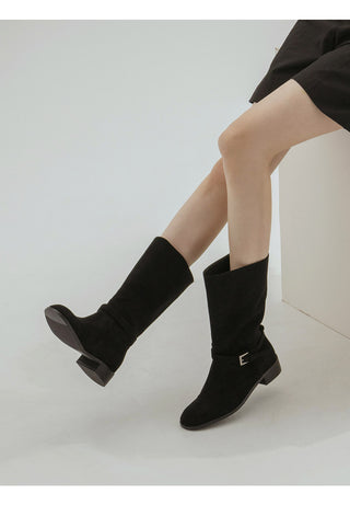 Krit Suede Flats Mid-calf Boots 3cm