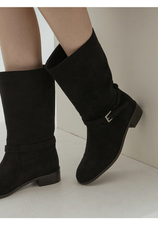 Krit Suede Flats Mid-calf Boots 3cm