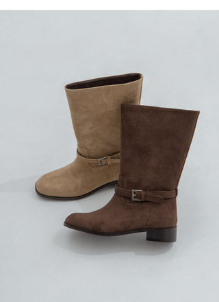 Krit Suede Flats Mid-calf Boots 3cm