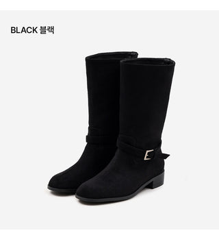 Krit Suede Flats Mid-calf Boots 3cm
