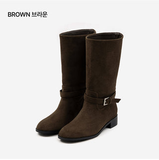 Krit Suede Flats Mid-calf Boots 3cm