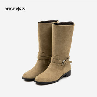 Krit Suede Flats Mid-calf Boots 3cm