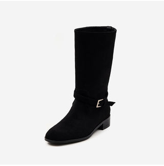 Krit Suede Flats Mid-calf Boots 3cm