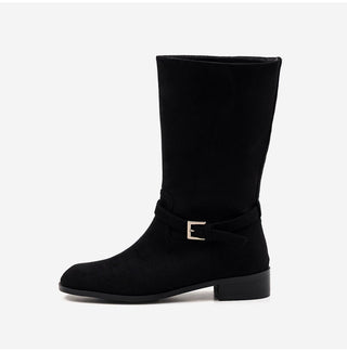 Krit Suede Flats Mid-calf Boots 3cm