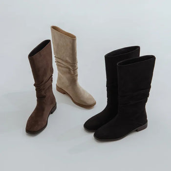 Carique Shirred Suede Boots 2cm