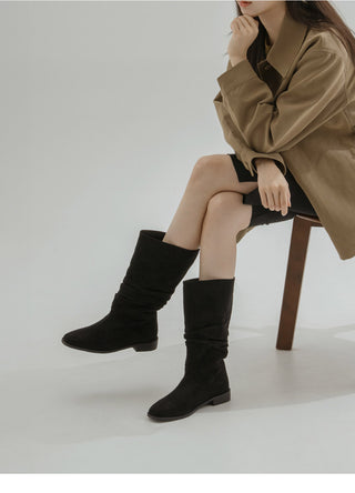 Carique Shirred Suede Boots 2cm