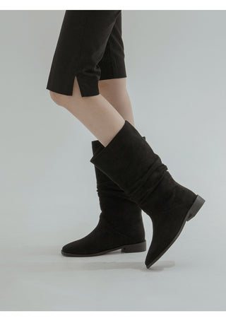 Carique Shirred Suede Boots 2cm