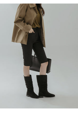 Carique Shirred Suede Boots 2cm
