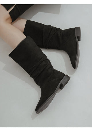 Carique Shirred Suede Boots 2cm