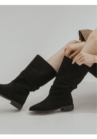 Carique Shirred Suede Boots 2cm