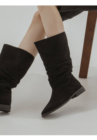 Carique Shirred Suede Boots 2cm