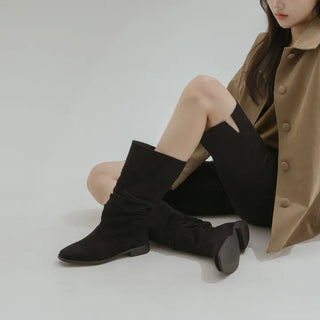 Carique Shirred Suede Boots 2cm