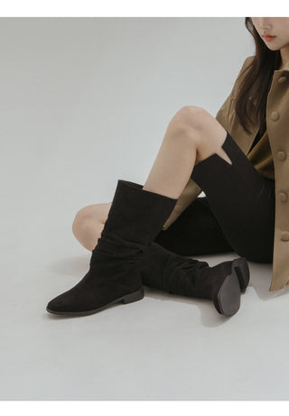 Carique Shirred Suede Boots 2cm