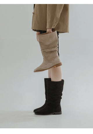 Carique Shirred Suede Boots 2cm