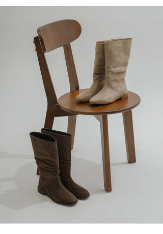 Carique Shirred Suede Boots 2cm