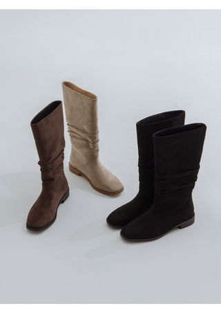 Carique Shirred Suede Boots 2cm