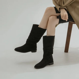Carique Shirred Suede Boots 2cm