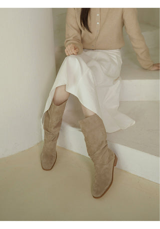 Carique Shirred Suede Boots 2cm