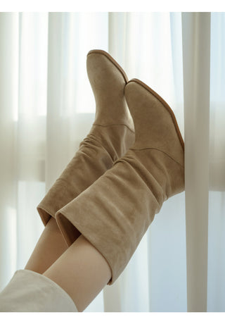 Carique Shirred Suede Boots 2cm
