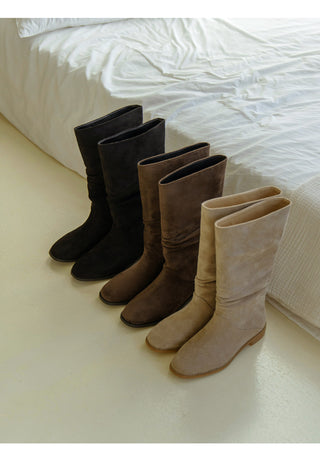 Carique Shirred Suede Boots 2cm