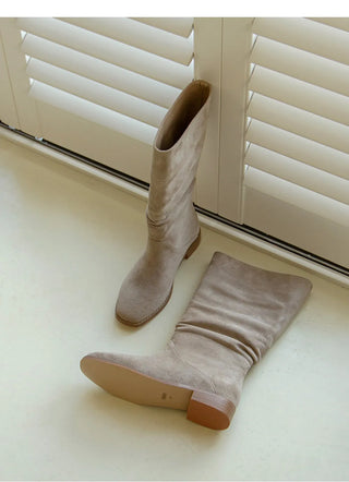 Carique Shirred Suede Boots 2cm