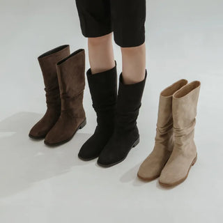 Carique Shirred Suede Boots 2cm