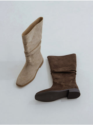Carique Shirred Suede Boots 2cm