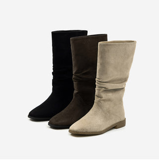 Carique Shirred Suede Boots 2cm