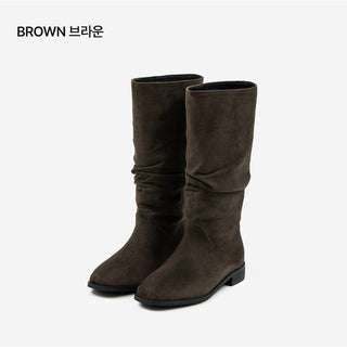 Carique Shirred Suede Boots 2cm