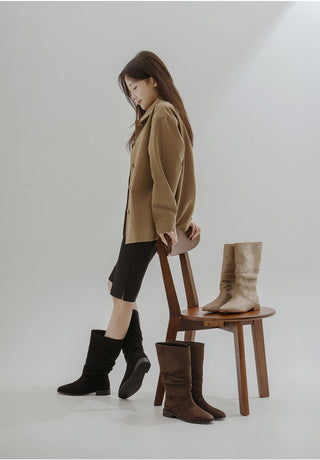 Carique Shirred Suede Boots 2cm
