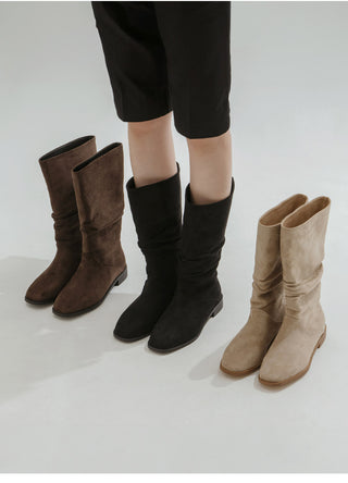 Carique Shirred Suede Boots 2cm